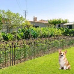 Tall Metal Garden Fence Animal Barrier With Gate 27 In.12 Panels For Dogs Outdoor Yard 26.2 Ft, Temporary Fencing -Dewalt Tools Shop black justincity garden fencing 006ph03328d 76 1000