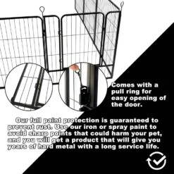 Pet Playpen 32 In. Height Metal Temporary Fencing 8-Panels With Gate Black Outdoor Garden Fence For RV Camping Yard -Dewalt Tools Shop black justincity garden fencing 015ph03328d 4f 1000