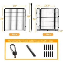 27 In. Heavy Duty Iron Garden Fence With Wide Gate Decorative Border Panels For Yard And Pet Fencing Indoor Outdoor Use -Dewalt Tools Shop black justincity garden fencing 065ph03328d 1f 1000