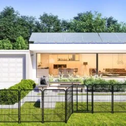 27 In. Heavy Duty Iron Garden Fence With Wide Gate Decorative Border Panels For Yard And Pet Fencing Indoor Outdoor Use -Dewalt Tools Shop black justincity garden fencing 065ph03328d 44 1000