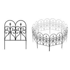 Decorative 32 In. Rustproof Metal Garden Fence Animal Barrier, Outdoor Fencing Panel Border For Yard Patio Flower Bed
