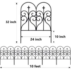 Decorative 32 In. Rustproof Metal Garden Fence Animal Barrier, Outdoor Fencing Panel Border For Yard Patio Flower Bed -Dewalt Tools Shop black justincity garden fencing 066ph03328d c3 1000