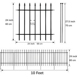 Metal Decorative 24 High Garden Fence 5 Panels Total 10 Ft. Long Folding Landscape Fencing Pet Barrier For Yard Patio -Dewalt Tools Shop black justincity garden fencing 070ph03328d 76 1000