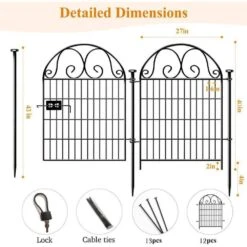 Tall 27 In. Metal Garden Animal Barrier Fence With Gate 12 Panels Reusable Temporary Defense Fencing Outdoor Yard -Dewalt Tools Shop black justincity garden fencing 072ph03328d 44 1000