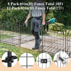 Tall 27 In. Metal Garden Animal Barrier Fence With Gate 12 Panels Reusable Temporary Defense Fencing Outdoor Yard -Dewalt Tools Shop black justincity garden fencing 072ph03328d 4f 1000