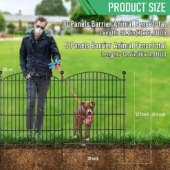 Garden Fence Dog Fence Outdoor 29 In. Rustproof Metal Fencing With Ground Stakes No Dig Animal Containment -Dewalt Tools Shop black justincity garden fencing 073ph03328d 4f 1000