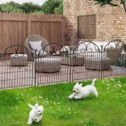 Tall Metal Garden Animal Barrier Fence With Gate 32 In. H X 27 In. L 8 Panel Dog Digging Defense Fencing For Outdoor -Dewalt Tools Shop black justincity garden fencing 083ph03328d 76 1000