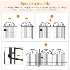 Tall Metal Garden Animal Barrier Fence With Gate 32 In. H X 27 In. L 8 Panel Dog Digging Defense Fencing For Outdoor -Dewalt Tools Shop black justincity garden fencing 083ph03328d fa 1000
