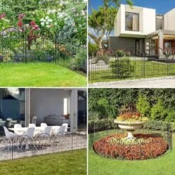 Tall Animal Barrier Fence With Gate 27 In. 8 Panels Metal Garden Fences Borders For Dogs Temporary Outdoor Yard Fencing -Dewalt Tools Shop black justincity garden fencing 087ph03328d 44 1000