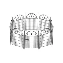 Tall Animal Barrier Fence With Gate 27 In. 8 Panels Metal Garden Fences Borders For Dogs Temporary Outdoor Yard Fencing