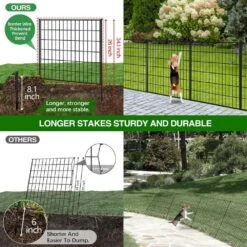 Garden Fencing Animal Barrier 26 In. Tall Rustproof Metal Wire No Dig Decorative Dog Fence For Yard And Patio -Dewalt Tools Shop black justincity garden fencing 102ph03328d 1f 1000