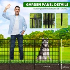 Garden Fencing Animal Barrier 26 In. Tall Rustproof Metal Wire No Dig Decorative Dog Fence For Yard And Patio -Dewalt Tools Shop black justincity garden fencing 102ph03328d 4f 1000