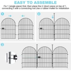 Tall 32in Arched Rustproof Metal Garden Fence Border With Gate 17.5 Ft. 8 Panels Dog Animal Barrier No Dig Fencing -Dewalt Tools Shop black justincity garden fencing 110ph03328d 1f 1000