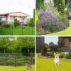 Tall 32in Arched Rustproof Metal Garden Fence Border With Gate 17.5 Ft. 8 Panels Dog Animal Barrier No Dig Fencing -Dewalt Tools Shop black justincity garden fencing 110ph03328d 44 1000