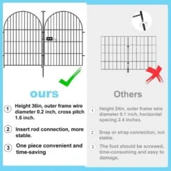 Tall 32in Arched Rustproof Metal Garden Fence Border With Gate 17.5 Ft. 8 Panels Dog Animal Barrier No Dig Fencing -Dewalt Tools Shop black justincity garden fencing 110ph03328d 4f 1000