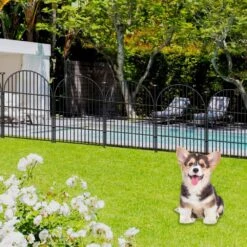 Tall 32in Arched Rustproof Metal Garden Fence Border With Gate 17.5 Ft. 8 Panels Dog Animal Barrier No Dig Fencing -Dewalt Tools Shop black justincity garden fencing 110ph03328d 76 1000