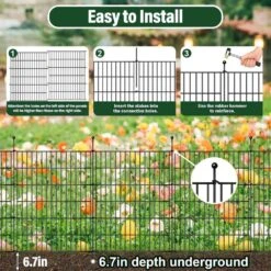 16 Panels 32 In. H Rustproof Metal Decorative Garden Fence W/ Gate No Dig Animal Barrier Fencing For Yard 34.7 Ft. L -Dewalt Tools Shop black justincity garden fencing 129ph03328d 44 1000