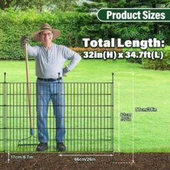 16 Panels 32 In. H Rustproof Metal Decorative Garden Fence W/ Gate No Dig Animal Barrier Fencing For Yard 34.7 Ft. L -Dewalt Tools Shop black justincity garden fencing 129ph03328d 4f 1000