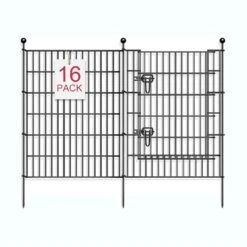 16 Panels 32 In. H Rustproof Metal Decorative Garden Fence W/ Gate No Dig Animal Barrier Fencing For Yard 34.7 Ft. L