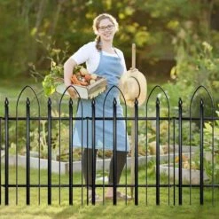 Metal Decorative Border Folding Fence 32 In. H X 24 In. W 5 Panels Total 10 Ft. Landscape Fencing For Yard And Garden -Dewalt Tools Shop black justincity garden fencing 141ph03328d 1f 1000