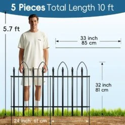 Metal Decorative Border Folding Fence 32 In. H X 24 In. W 5 Panels Total 10 Ft. Landscape Fencing For Yard And Garden -Dewalt Tools Shop black justincity garden fencing 141ph03328d 44 1000