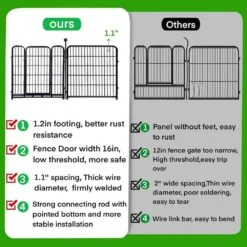 Tall Garden Fence With Low Threshold Door, 48in Height, 8 Panels Total 17.7ft, Modular Fencing With Gate For Dogs & Pets -Dewalt Tools Shop black justincity garden fencing 146ph03328d 1f 1000