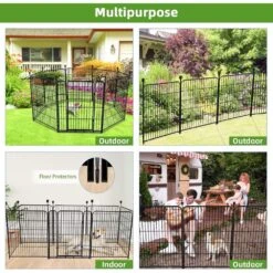 Tall Garden Fence With Low Threshold Door, 48in Height, 8 Panels Total 17.7ft, Modular Fencing With Gate For Dogs & Pets -Dewalt Tools Shop black justincity garden fencing 146ph03328d 44 1000