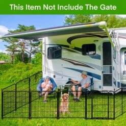 Tall Garden Fence With Low Threshold Door, 48in Height, 8 Panels Total 17.7ft, Modular Fencing With Gate For Dogs & Pets -Dewalt Tools Shop black justincity garden fencing 146ph03328d fa 1000