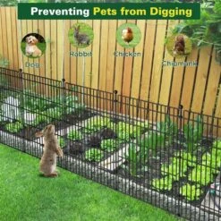No Dig Garden Fence With Gate 7 In. Decorative Metal Outdoor Dog Fence Rustproof Pet Fencing -Dewalt Tools Shop black justincity garden fencing 165ph03328d 4f 1000