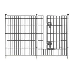 No Dig Garden Fence With Gate 7 In. Decorative Metal Outdoor Dog Fence Rustproof Pet Fencing