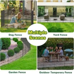 No Dig Garden Fence With Gate 7 In. Decorative Metal Outdoor Dog Fence Rustproof Pet Fencing -Dewalt Tools Shop black justincity garden fencing 165ph03328d 76 1000