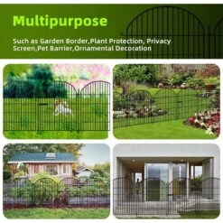 10 Panels 8 In. Rustproof Metal Garden Fence With Gate Decorative Animal Barrier No Dig Outdoor Edging Border Fencing -Dewalt Tools Shop black justincity garden fencing 202ph03328d 44 1000