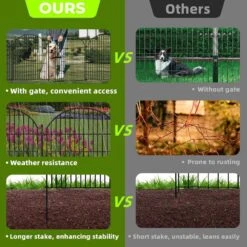 10 Panels 8 In. Rustproof Metal Garden Fence With Gate Decorative Animal Barrier No Dig Outdoor Edging Border Fencing -Dewalt Tools Shop black justincity garden fencing 202ph03328d 4f 1000