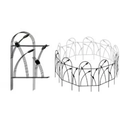 Metal Decorative 19.5 In. Wrought Iron Garden Fence Border No Dig Rustproof Landscape Fencing For Yard Black 10 Panels