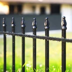 Metal Garden Fence 24 In. High Wrought Iron Decorative Border Landscape Fencing 5 Panels Total Length 10ft -Dewalt Tools Shop black justincity garden fencing 282ph03328d 4f 1000