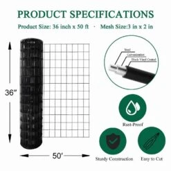 36 In. X 50 Ft. Coating Metal Wire Mesh For Garden Border Fencing & Vegetable Plant Protection Poultry Netting Black -Dewalt Tools Shop black justincity outdoor privacy screens 1 28dph005164 76 1000