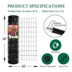 36 In. X 50 Ft. Black 2 Coating Metal Wire Mesh 2 Inch X 4 Inch 15GA For Garden Border Fencing -Dewalt Tools Shop black justincity outdoor privacy screens 1 28dph005165 fa 1000