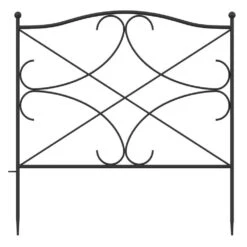 24.4 In. H Iron Garden Fence Outdoor Thicken Metal Wire Fencing Rustproof In Black (5-Panels)