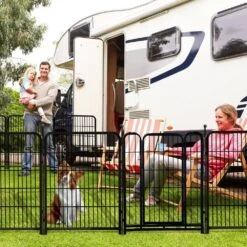 Decorative Garden Fence With Gate 32 In. H Iron Animal Barrier 8 Panels 17.7 Ft. Total For Yard Indoor/Outdoor Fencing -Dewalt Tools Shop black misopily garden fencing ph02028b045 44 1000