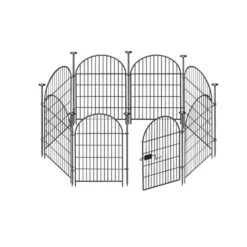 Garden Fence Animal Barrier With Gate 36 In Tall 17.5 Ft Long 8 Panels Decorative Rustproof Metal Wire Outdoor Fencing