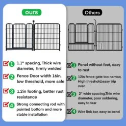 Tall 48 In. Heavy Duty Iron Metal Garden Fence With Gate 8 Panels Animal Barrier Dog Playpen Temporary Fencing Black -Dewalt Tools Shop black misopily garden fencing ph02028b052 1f 1000