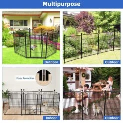 Tall 48 In. Heavy Duty Iron Metal Garden Fence With Gate 8 Panels Animal Barrier Dog Playpen Temporary Fencing Black -Dewalt Tools Shop black misopily garden fencing ph02028b052 44 1000