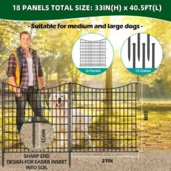 33 In. Tall Rustproof Metal Wire Garden Fence With Gate, 18 Panels, Decorative Barrier, Outdoor Fencing, 40.5 Ft. Long -Dewalt Tools Shop black misopily garden fencing ph02028b071 44 1000
