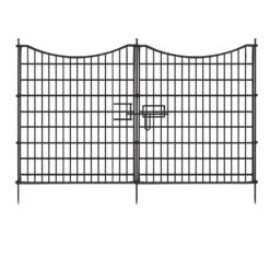 33 In. Tall Rustproof Metal Wire Garden Fence With Gate, 18 Panels, Decorative Barrier, Outdoor Fencing, 40.5 Ft. Long
