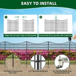 33 In. Tall Rustproof Metal Wire Garden Fence With Gate, 18 Panels, Decorative Barrier, Outdoor Fencing, 40.5 Ft. Long -Dewalt Tools Shop black misopily garden fencing ph02028b071 76 1000