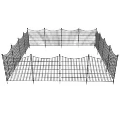 Decorative Garden Fence With Gate 32 In. H X 35.4 Ft. L Rustproof Metal Garden Edging Barrier Outdoor Fencing Stakes