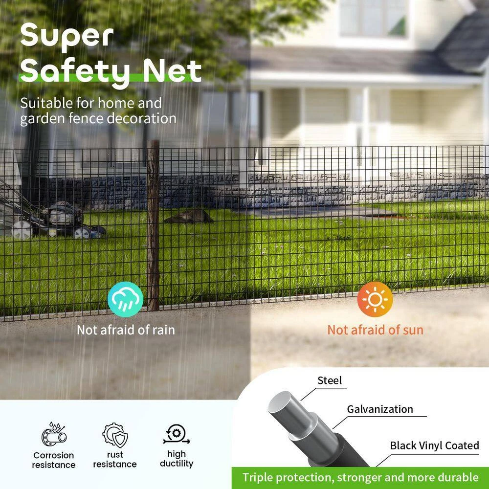 100ft L X 0. 05in W X 36in H Metal Wire Mesh, PVC Coated Garden Border Fencing Roll Vinyl Coating Black 5 100ft L X 0. 05in W X 36in H Metal Wire Mesh, PVC Coated Garden Border Fencing Roll Vinyl Coating Black - Image 3