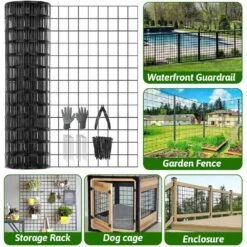 N/A 24 In. X 59 Ft. PVC Coated Welded Wire Fence Metal Garden Border Fencing Roll Vinyl Coating For Plant Protection -Dewalt Tools Shop black n a garden fencing ogsa05127 76 1000