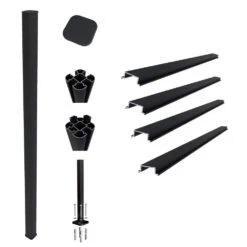 UltraEasy Fencing 3.75 In. X 3.75 In. X 72 In. Black Aluminum Concrete Install Post For Composite Fence Panel