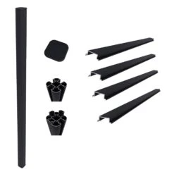 UltraEasy Fencing 6 Ft. X 6 Ft. Black Aluminum Ground Install Fence Post Kit For Composite Fence Panel